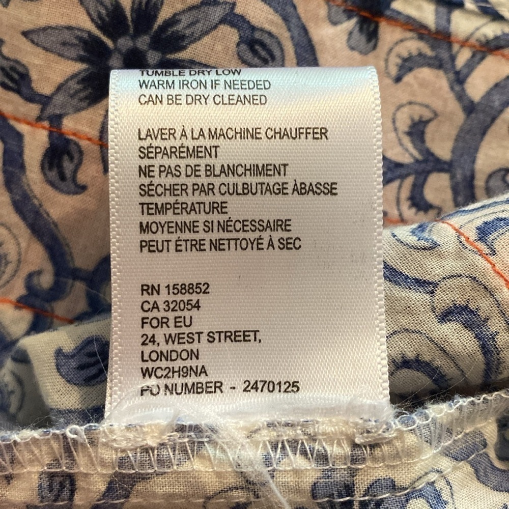 Anthropologie Ro's Garden Cotton Tiered Maxi Dress Blue White SMALL - Picture 8 of 9